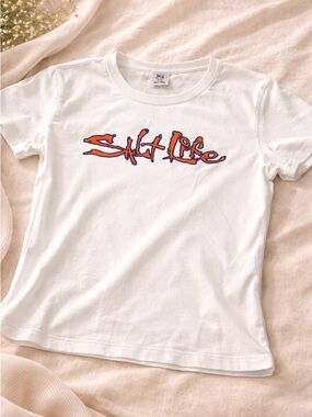 Salt Life White Graphic Tee - Orange & Blue Logo